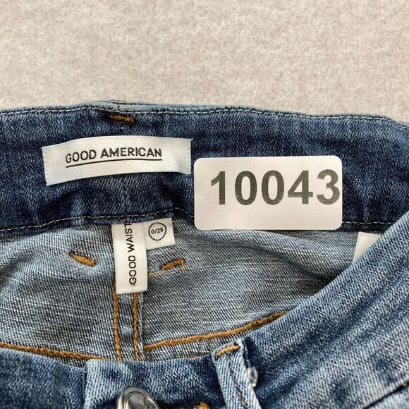 Good American Good Waist Jeans Women's 0/25 Blue Stretch Denim Distressed Pants - Picture 5 of 12